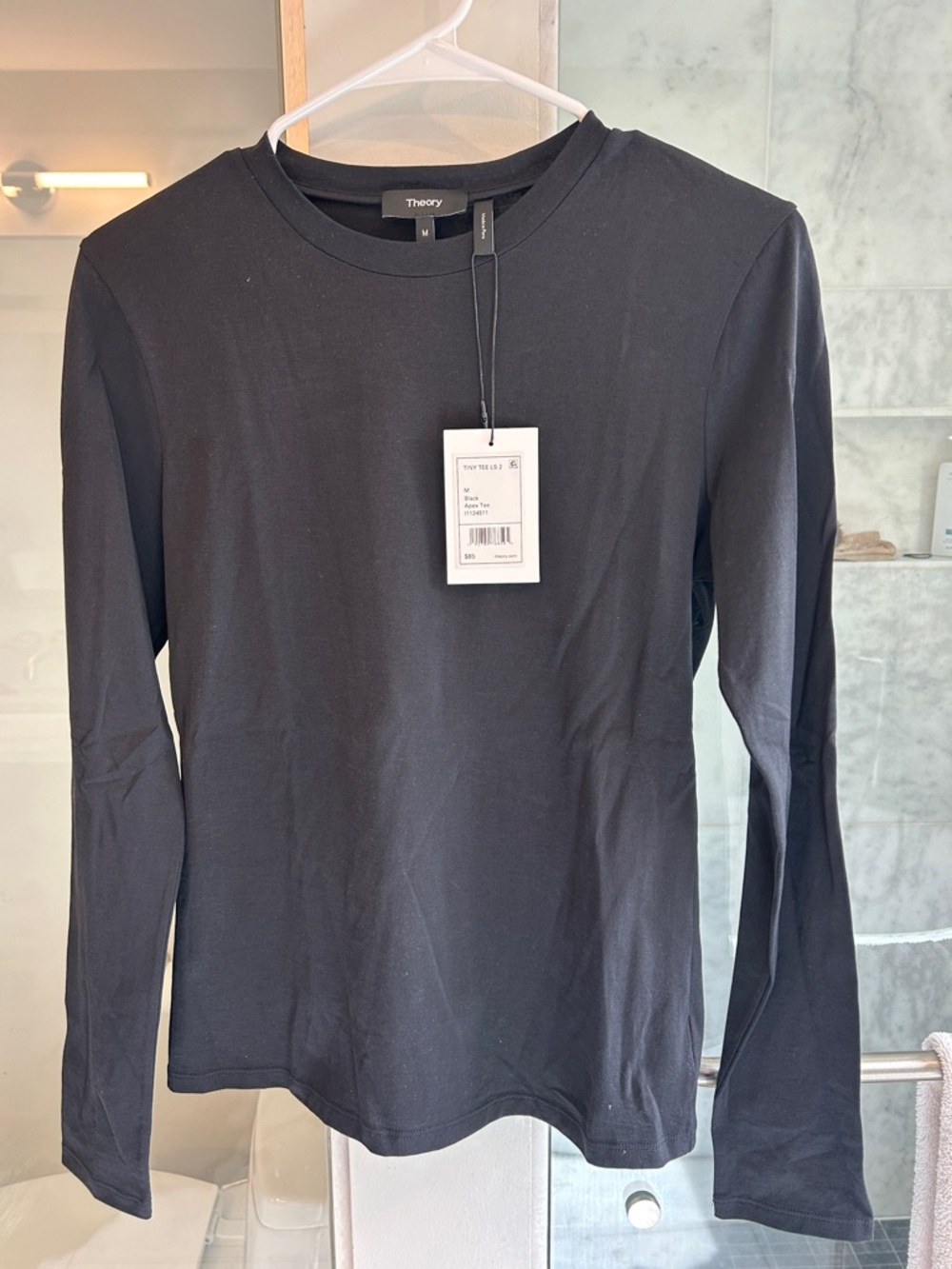 Theory Black Long-Sleeve Crew Neck Tee
